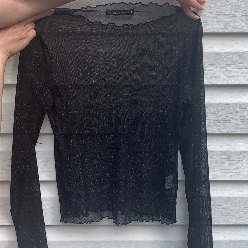 black glitter mesh shirt